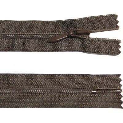 Spirálový zip no.3 nerozepínací 28cm - tmavě hnědý