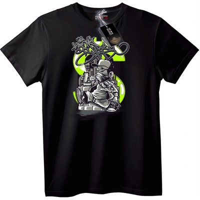 NOONEBRAND Тениска Градски Графити Артист - XL, Black