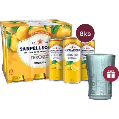 Sanpellegrino Zero Limonata plech (citron) 0,33l - 6 ks + dárek