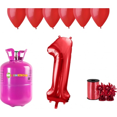 HeliumKing Helium párty set na 1. narozeniny s červenými balónky