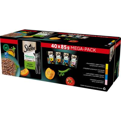 Sheba Nature’s Collection Selection of Flavours 40x85g - пълноценна влажна храна за възрастни котки, в сос