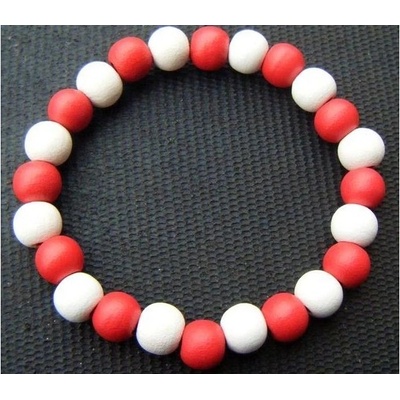 Blingstar Dřevěný WOOD Korálky Red/White 431