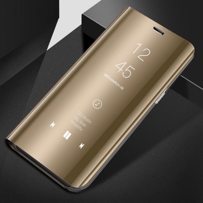 SES Zrkadlové plastové flip Huawei P30 - zlaté