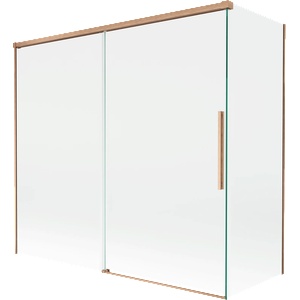 Mexen Rox параван за вана, 2-крилен, плъзгащ се, 170 + 70 x 150 cm, прозрачен, четкана мед - 8C9-170-070-65-00 (8C9-170-070-65-00)