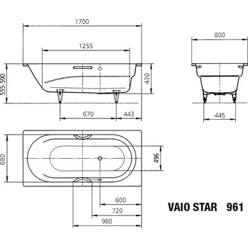 Kaldewei Vaio Star 170 x 80 cm 234123000001