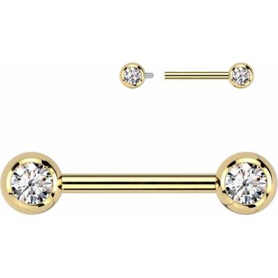 Šperky4U piercing do bradavky TITAN čiré zirkony TIT1435-C
