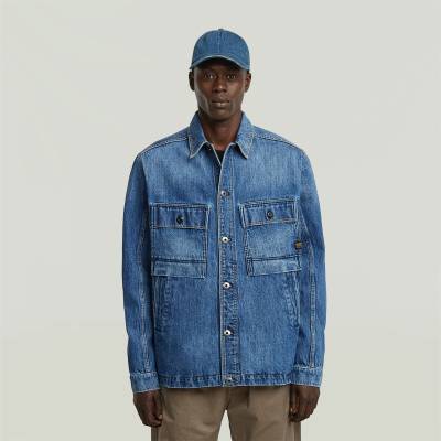 G Star Риза с дълъг ръкав G Star Men's Mosa Denim Cotton Long Sleeve Overshirt - Mid Blue