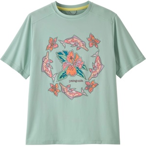 Patagonia Детска плажна тениска от ликра Patagonia Kid's Cap SW T-Shirt Sport shirt - Riverbloom: Thin Ice - размер XL (704-4466-1015)