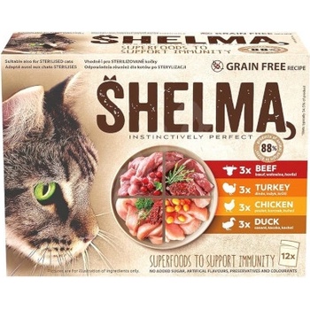 Shelma kočka kuřecí hovädzie, kachní a krůtí 12 x 85 g