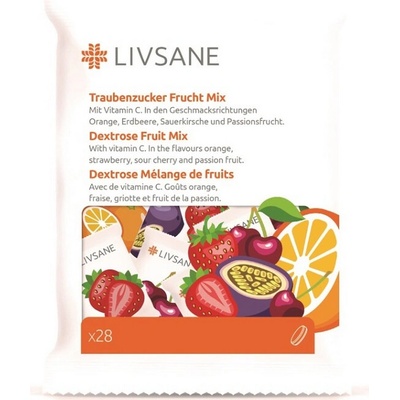 LIVSANE Hroznový cukor s vitamínom C mix príchutí 28 žuvacích tabliet