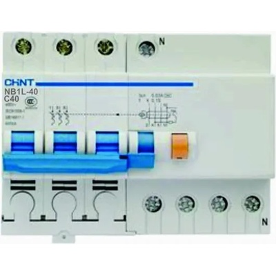 CHINT Прекъсвач автоматичен с дефектнотокова защита NB1L 3P+N C40A, 30mA, 6kA Chint (12006)