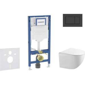 Geberit Duofix - Комплект за монтаж пред стена, тоалетна чиния „Gaia и седалка със система „softclose, бутон „Sigma20, матово черно/черно SANI11CA5105B (SANI11CA5105B)