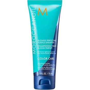 Moroccanoil Color Care Blonde Perfecting Purple Shampoo шампоан, неутрализиращ жълтите нюанси за руса коса за жени 70 мл