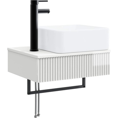 vidaXL Мивка за измиване, монтирана на стена Бял гланц 50 x 41 x 39 см (890192)