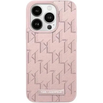 KARL LAGERFELD Кейс Karl Lagerfeld Leather Monogram Metal Logo за iPhone 15 Pro, розов (3666339253929)