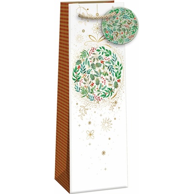 ARGUS Darčeková taška na víno (13 x 37.5 cm) - Zelená vianočná guľa 08390170