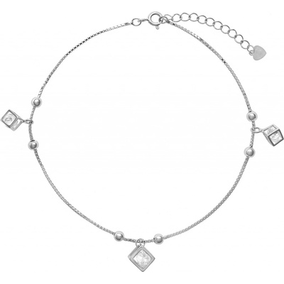 Again Jewelry Třpytivý stříbrný náramek na kotník s kubickými zirkony AJNH0003 – Zboží Dáma