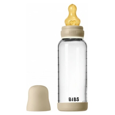 Bibs nočná antikoliková sklenená fľaša s kaučukovým cumlíkom Vanilla 240 ml