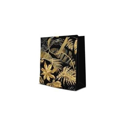 Darčeková taška premium stredná - Gold Leaves 20x10x25 cm