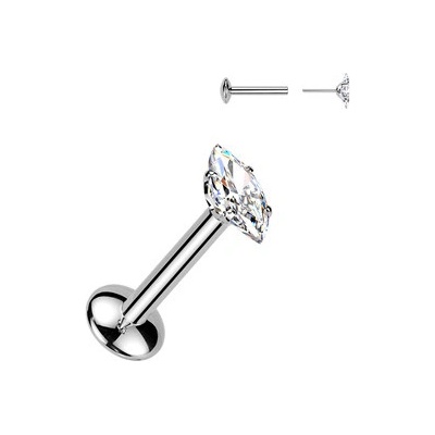 Šperky4U Piercing do brady PUSH IN labreta TITAN Moissanit 0.1ct TM023