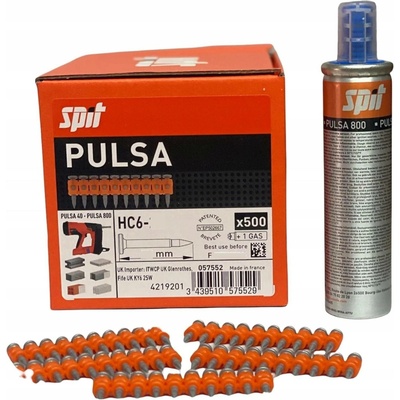 Hřebíky Spit HC 6-22 500 kusů s 1 plynovou bombičkou Pulsa 800 pro hřebíkovačku 57552