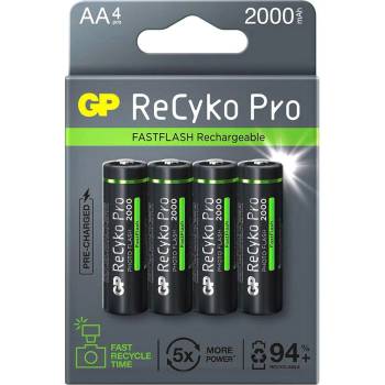 GP Batteries Акумулаторна Батерия GP R6 AA 2100mAh RECYKO + PRO Fast Flash GP-BR-210AAHCF-APCEB4 NiMH /до 1500 цикъла/ 4 бр. в опаковка GP (GP-BR-210AAHCF-APCEB4)