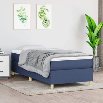 vidaXL Боксспринг легло с матрак, синя, 90x200 см, плат (3144496)