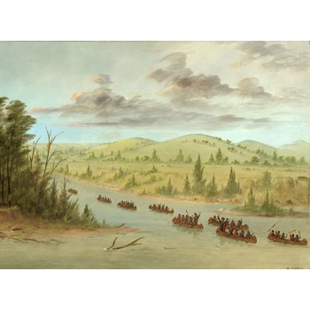 Grafika - Puzzle Catlin: La Salle's Party Entering the Mississippi in Canoes. February 6, 1682, 1847-1848 - 2 000 piese