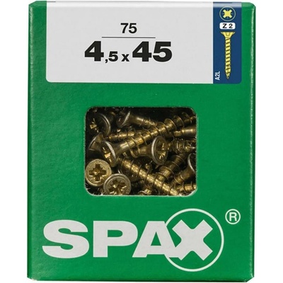Spax Uni vrut zápust.hlava PZ/Z2 4CUT a plným závitem Yellox 45 x 45 mm 75 ks