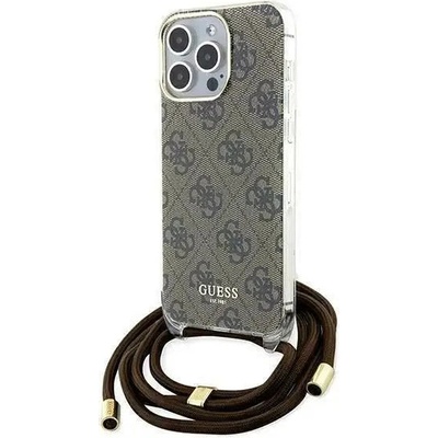GUESS Кейс Guess Crossbody Cord 4G Print за iPhone 15 Pro, кафяв (GUE003389-0)