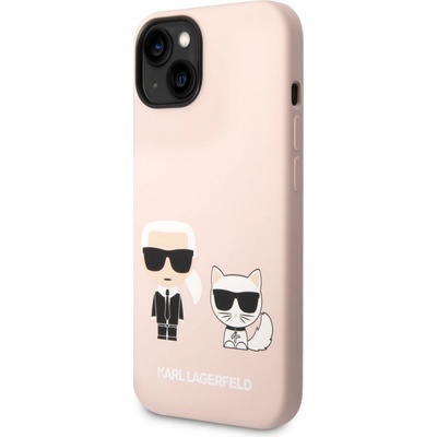 Pouzdro Karl Lagerfeld MagSafe Kompatibilní Liquid Silicone Karl and Choupette iPhone 14 Plus růžové