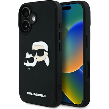 KARL LAGERFELD 3D гумен заден капак с двойни глави за iPhone 16 черен Karl Lagerfeld | Lilav | ЖЕНИ | UNI