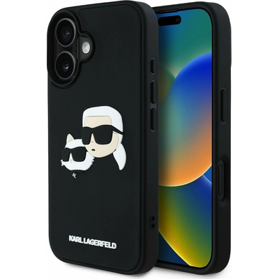 KARL LAGERFELD 3D гумен заден капак с двойни глави за iPhone 16 черен Karl Lagerfeld | Lilav | ЖЕНИ | UNI