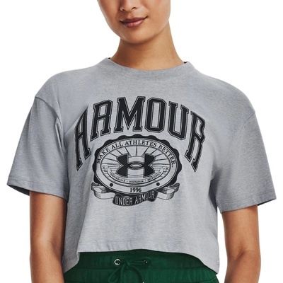 Under Armour Тениска Under Armour UA COLLEGIATE CREST CROP SS-GRY Сребърно Velikost L