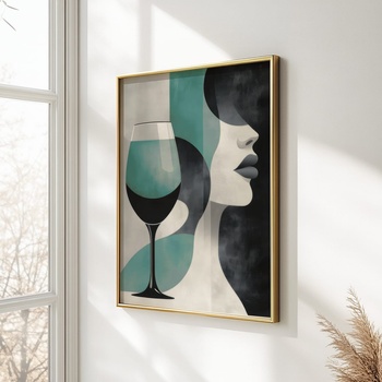 Decono Картина Дамата с Чаша в Тюркоаз