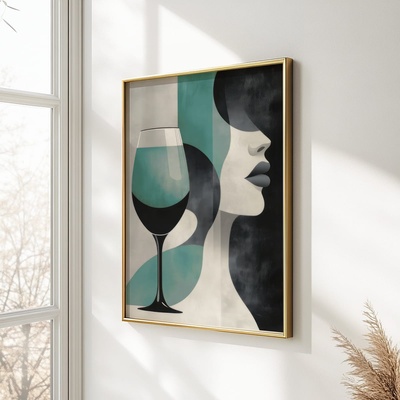 Decono Картина Дамата с Чаша в Тюркоаз