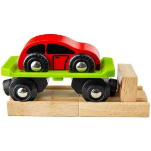 Bigjigs Rail Вагон с кола + 2 релси (BJT442)