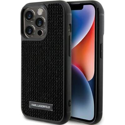 KARL LAGERFELD Кейс Karl Lagerfeld KLHCP15LHDSPLK за iPhone 15 Pro 6.1"", черен / черен, твърд, Rhinestone Logo Metal Plate