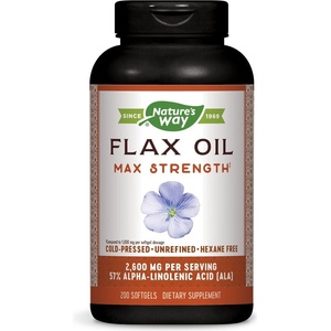 Nature's Way Flax Oil Max Strenght 57% ALA/ Ленено масло 1300 mg х 200 капсули Nature’s Way (15425)