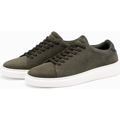 Ombre Men's classic soft suede sneaker shoes dark olive kaki