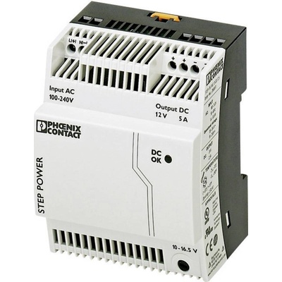 Phoenix Contact STEP-PS/1AC/12DC/5 sieťový zdroj na montážnu lištu (DIN lištu), 12 V/DC, 5 A, 60 W, výstupy 1 x