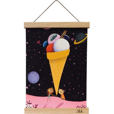 Art print plagát Skibi A4 - Vesmírna zmrzlina - dubová lišta uni