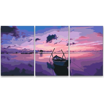 Painting Queens Fialový východ slunce sada 3 ks 80 x 120 cm na rámu PBNSET/03PURPLESUNRISE/80 x 120_80 x 120_80 x 120/W