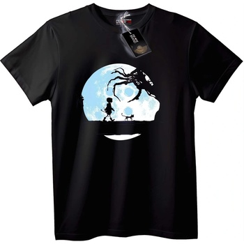 NOONEBRAND Тениска Момиче и Котка в Лунна Светлина - L, Black