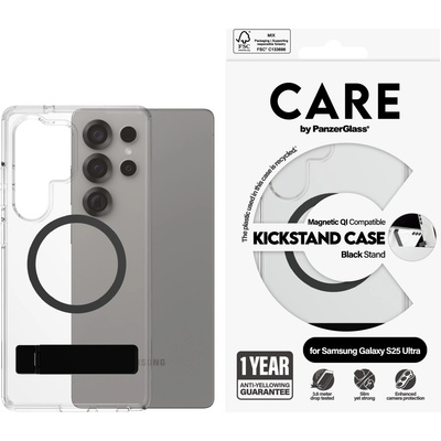 Panzer Гръб Care by PanzerGlass за Samsung Galaxy S25 Ultra, Feature Case, Kickstand, QI Compatible, Черен