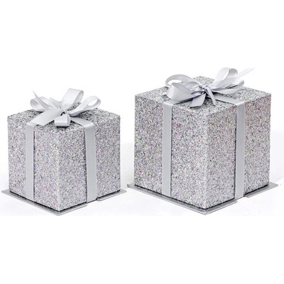 ZET servis Dárková krabička Glitter Cube, 14 x 14 x 12,5 cm, holo stříbrná