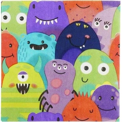 Smiffys Ubrousky papírové Monster příšerky 33x33cm 8ks