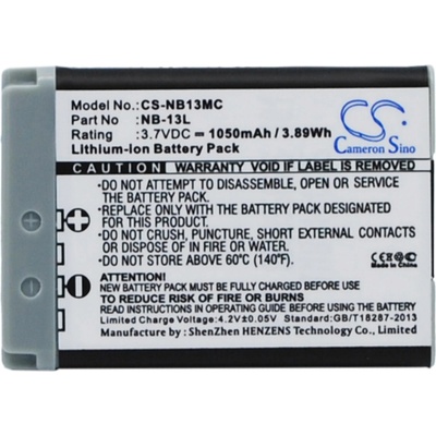 Cameron sino - Съвместим с CANON NB13MC NB13L, 1050 mAh, 3.7 V; CS-NB13MC (CS-NB13MC)