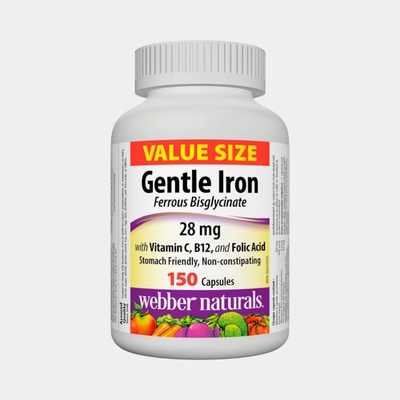 Webber Naturals Železo 28 mg + C B12 a Kys. listová 150 kapsúl