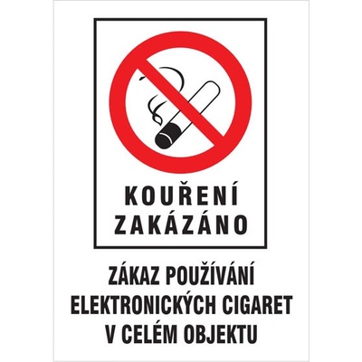 Tabulka A4 KOUŘENÍ ZAKÁZÁNO-ZÁKAZ POUŽÍVÁNÍ EL. CIGARET